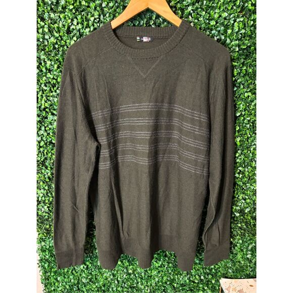 SmartWool Green Stripe L/S Crewneck Nylon Wool Acrylic Sweater Mens Sz Large - Picture 1 of 4